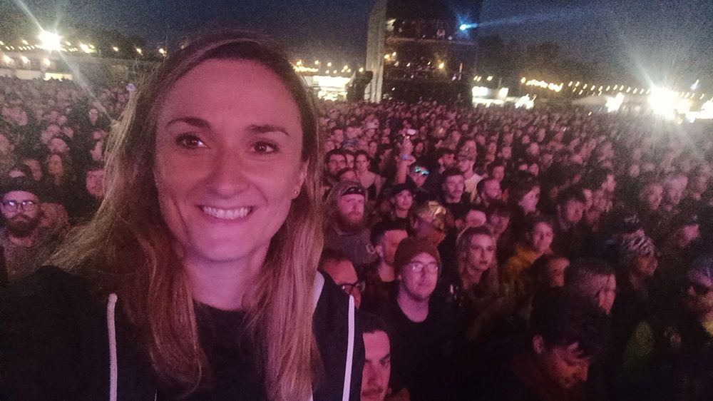 Becky at Download Festival in front of the crowd